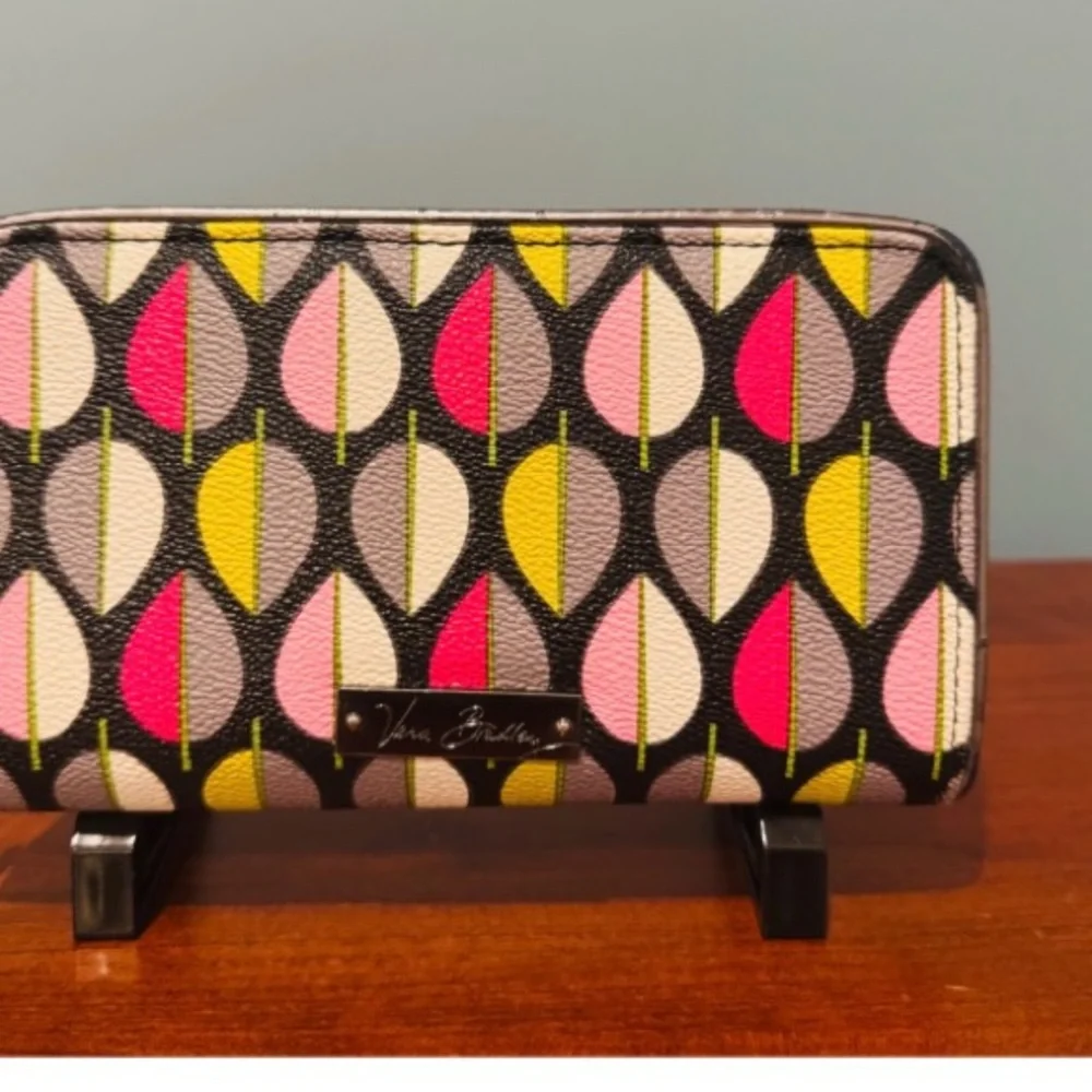 VERA BRADLEY Moon Drops Faux Leather Accordion Zip Around Wallet - Picture 2 of 9